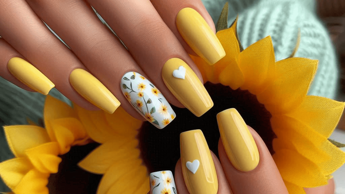 summer yellow nail ideas