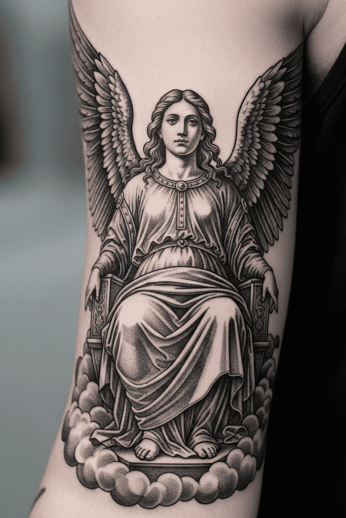 Renaissance angel tattoo