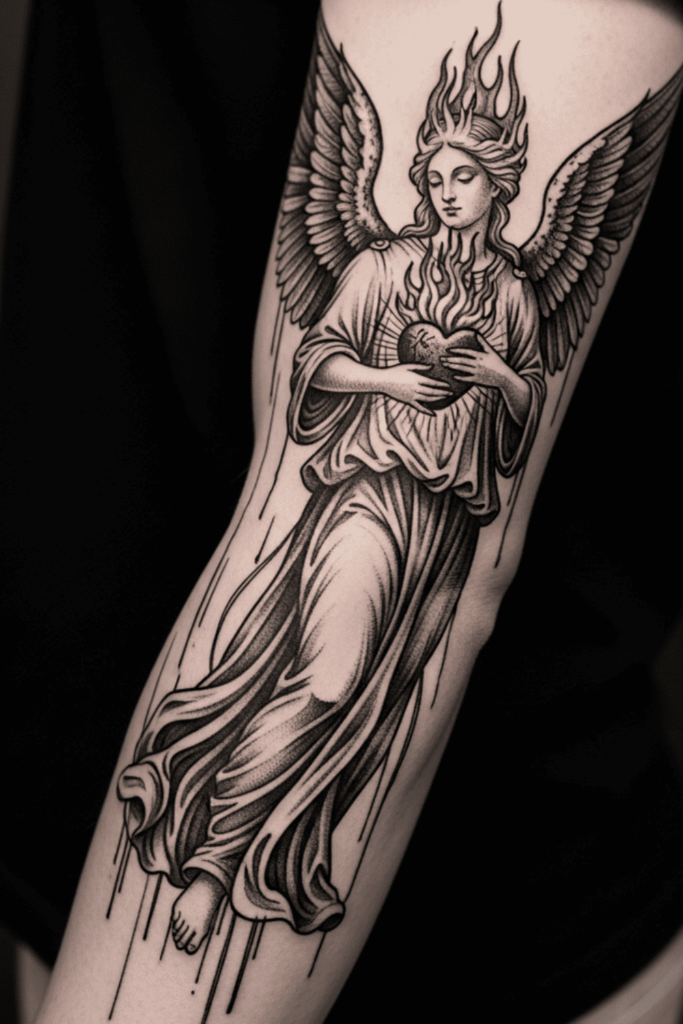Renaissance angel tattoo