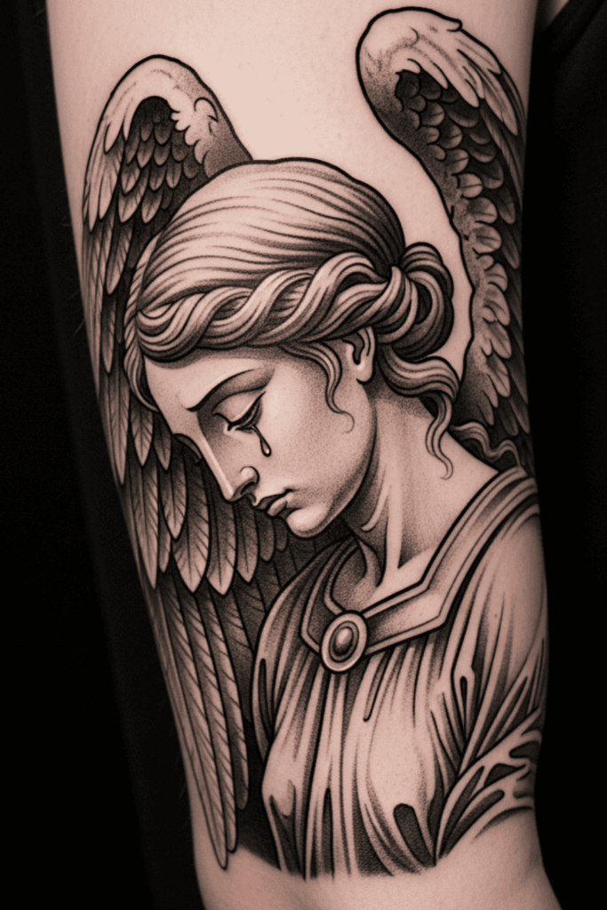 Renaissance angel tattoo