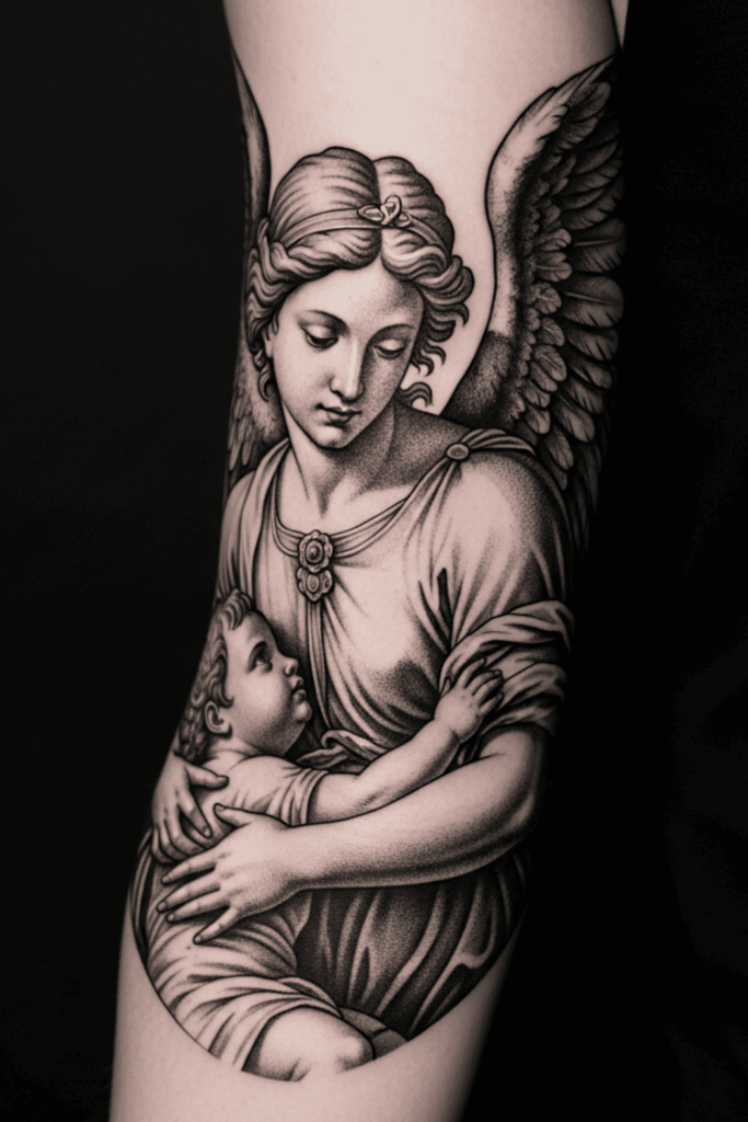 Renaissance angel tattoo