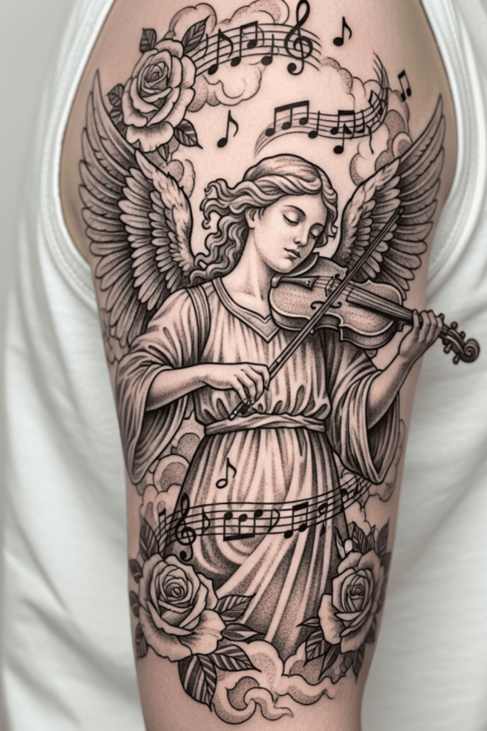 Renaissance angel tattoo