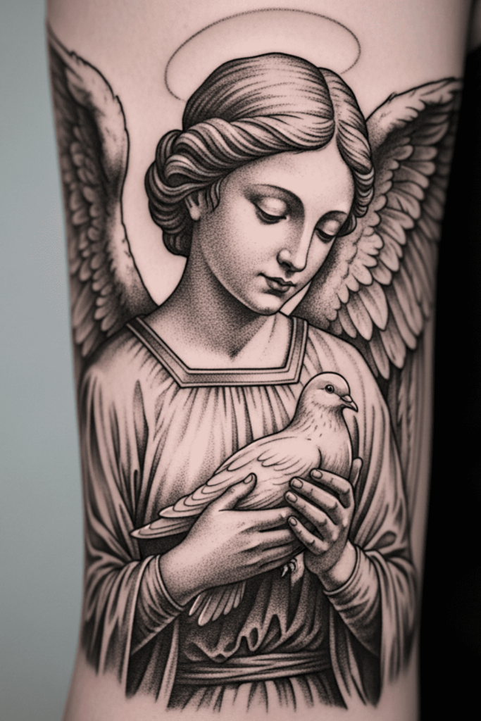 Renaissance angel tattoo