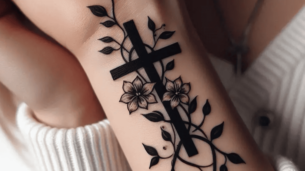9+ Powerful Cross with Flowers Tattoo Ideas!