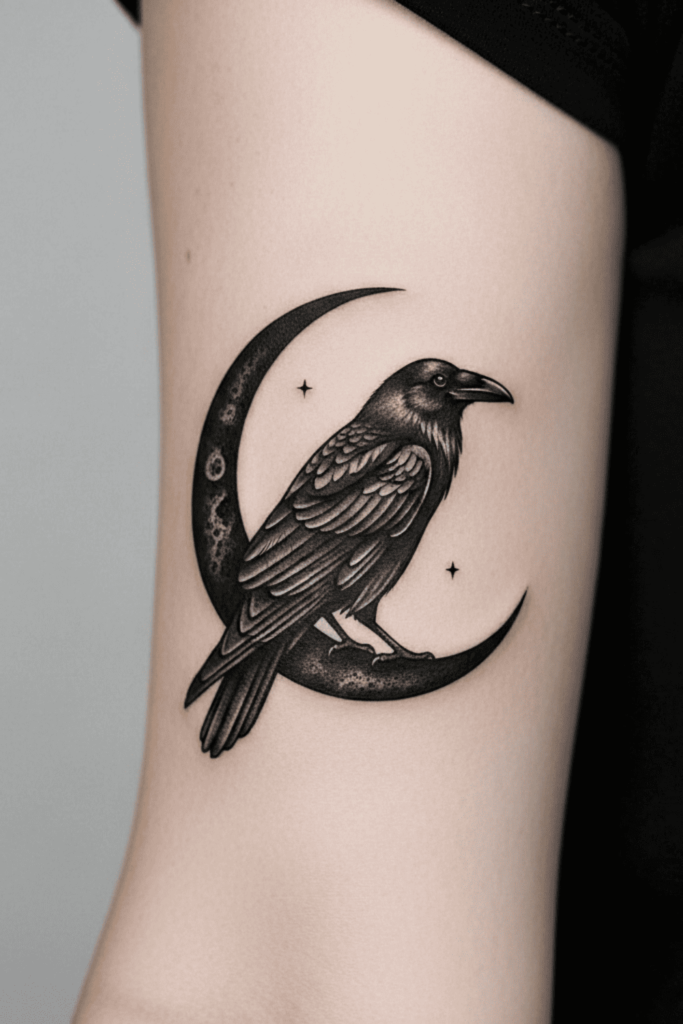 feminine raven tattoo