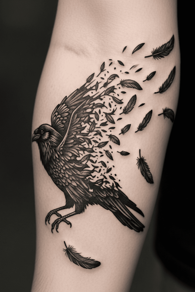 feminine raven tattoo