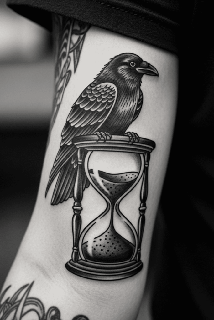 feminine raven tattoo