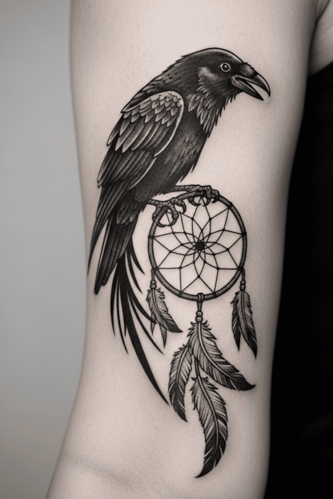 feminine raven tattoo