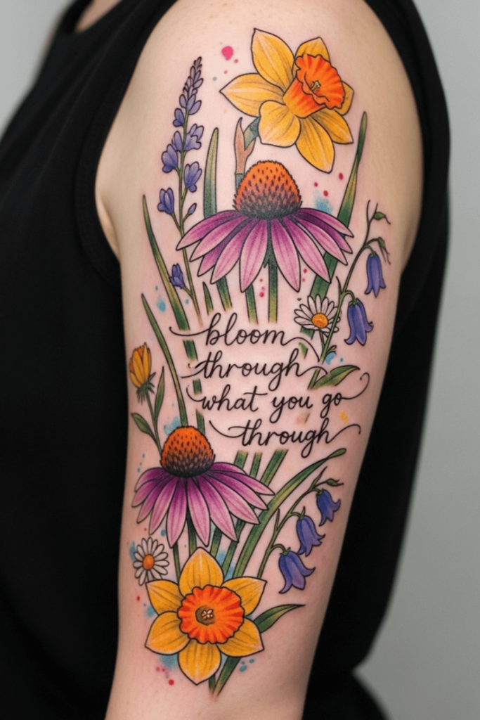 wildflower half sleeve tattoo