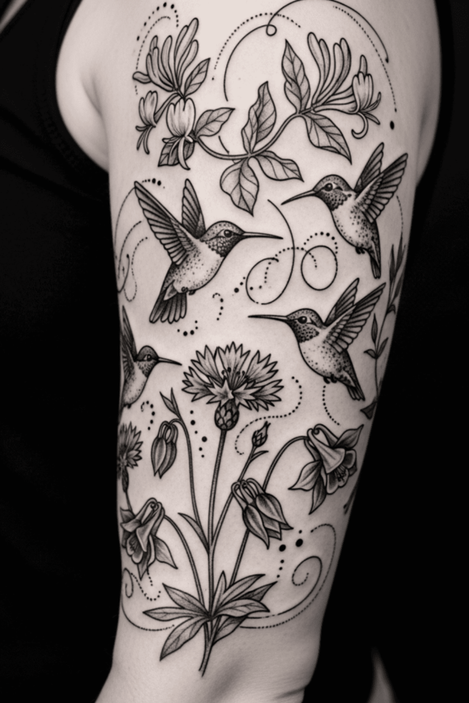 wildflower half sleeve tattoo