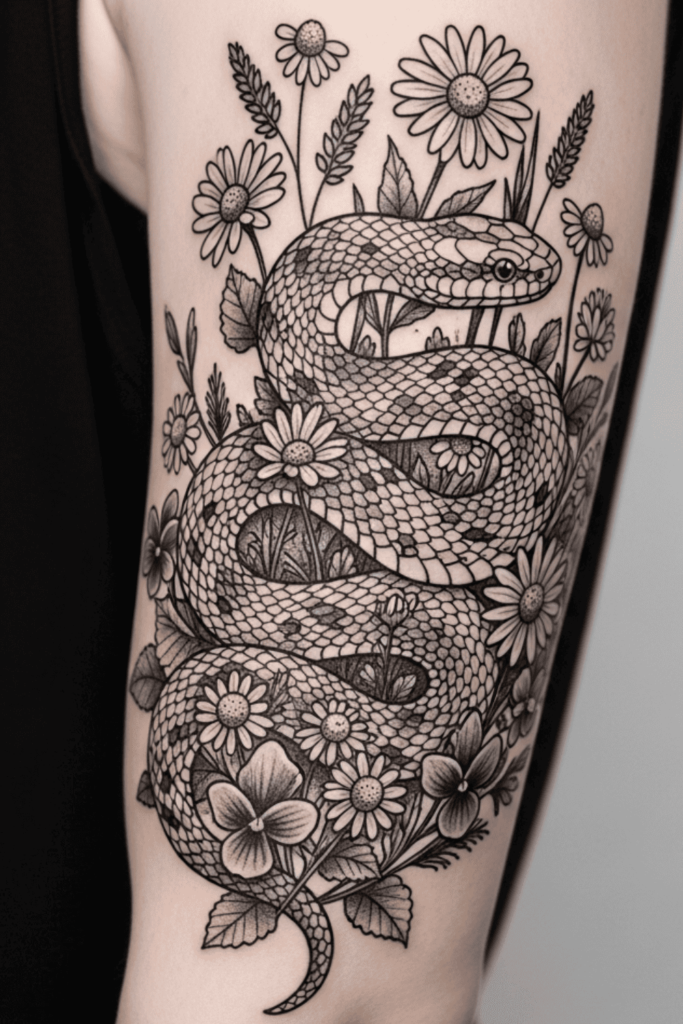 wildflower half sleeve tattoo