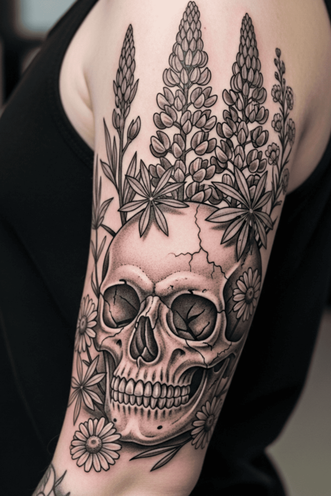wildflower half sleeve tattoo