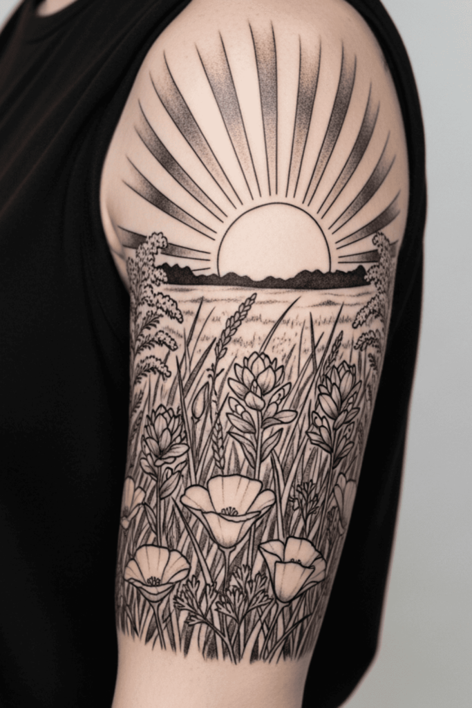 wildflower half sleeve tattoo