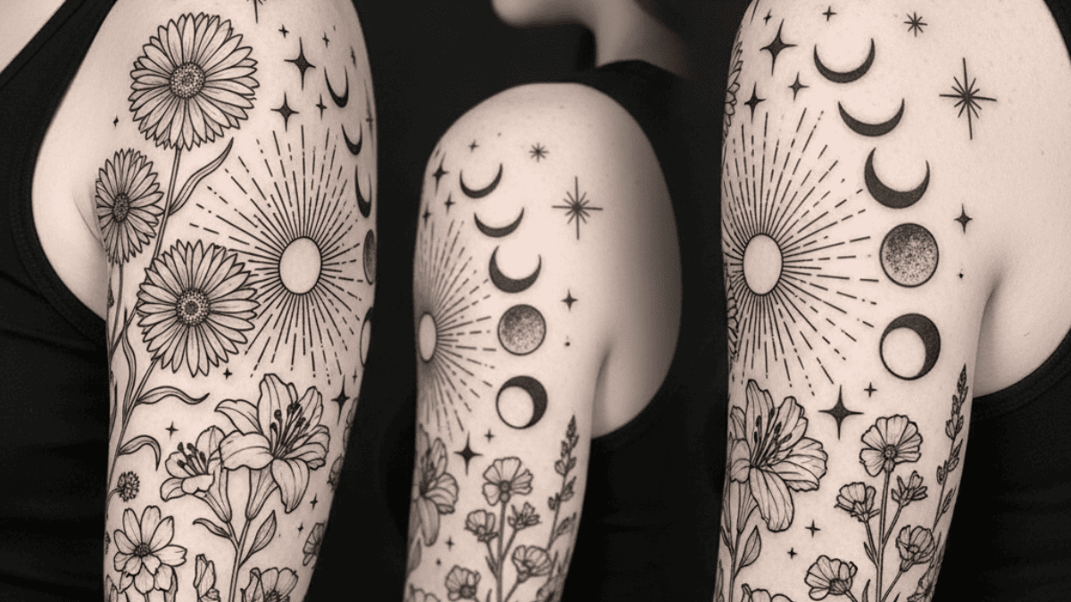 wildflower half sleeve tattoo