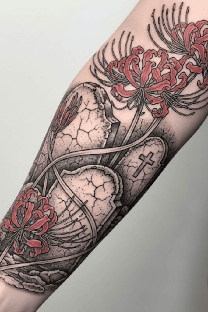 spooky floral tattoo