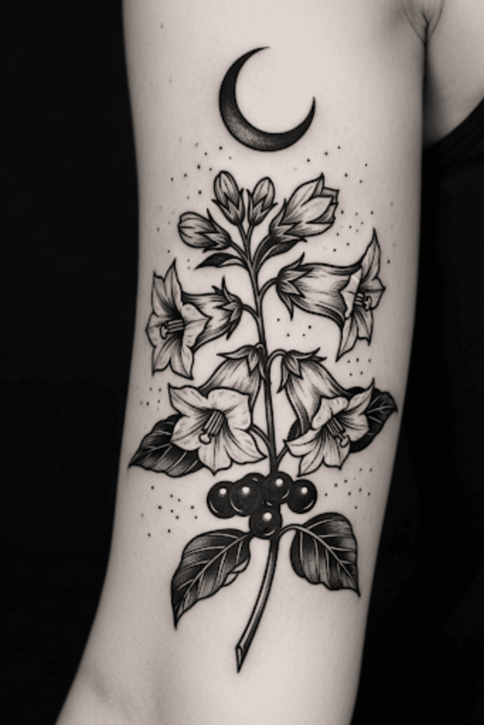 spooky floral tattoo