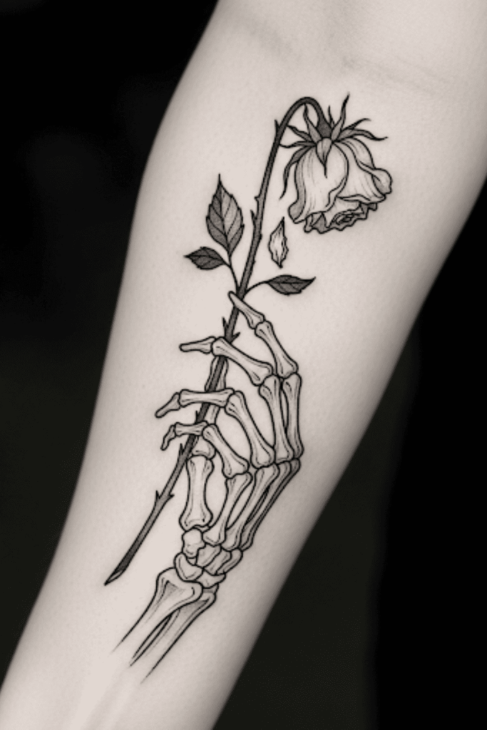spooky floral tattoo