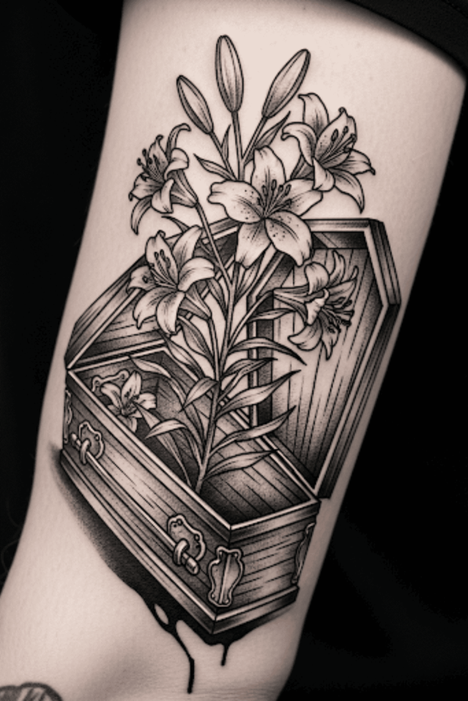 spooky floral tattoo