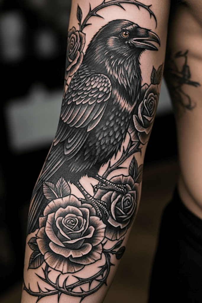 spooky floral tattoo