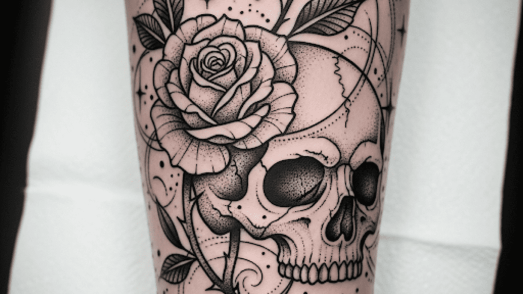spooky floral tattoo