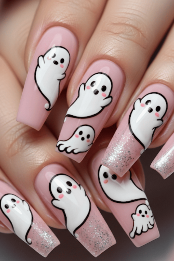 pink halloween nails