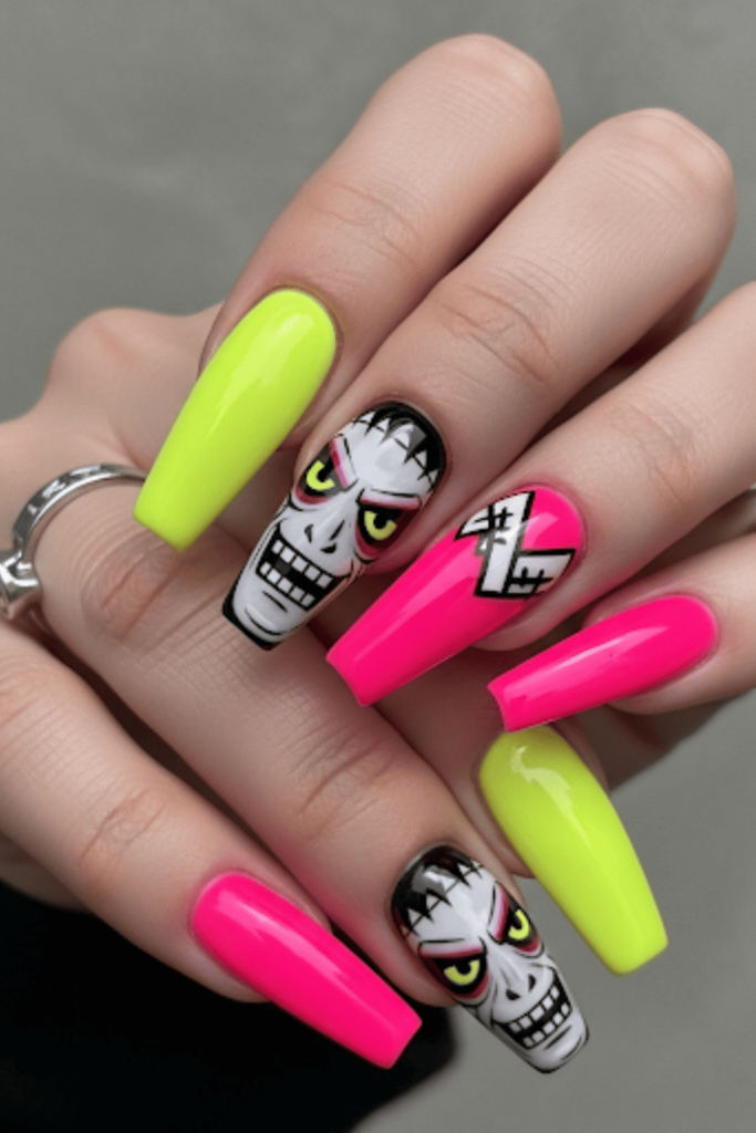 pink halloween nails