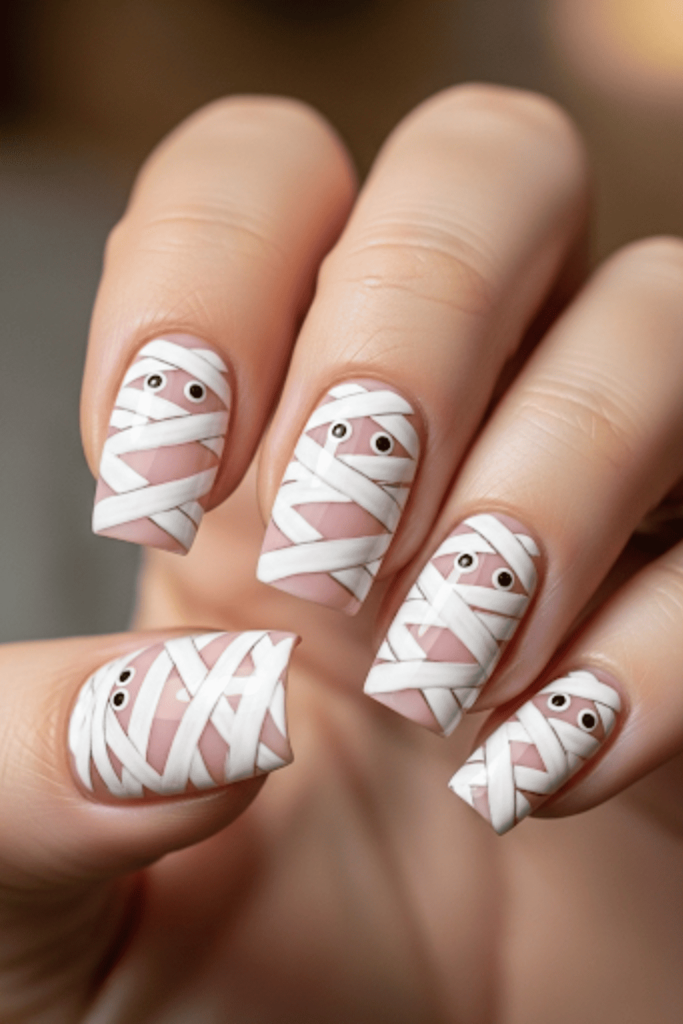 pink halloween nails