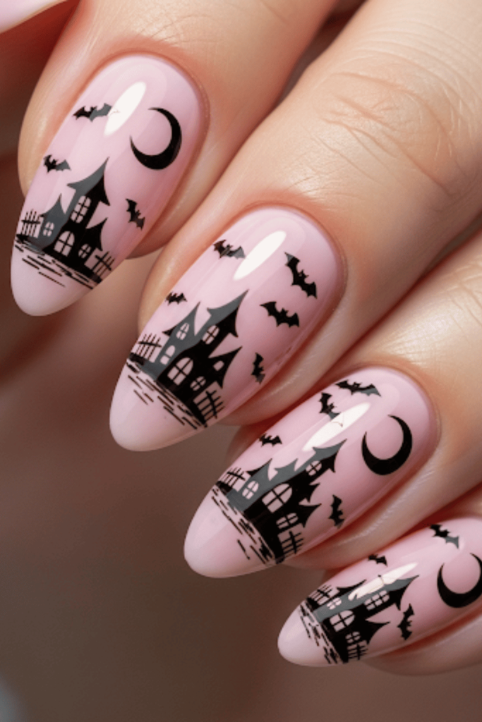 pink halloween nails