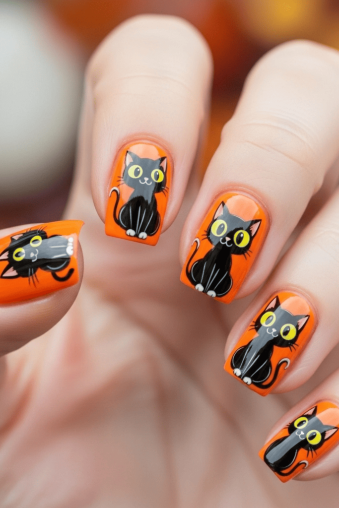 vintage halloween nails