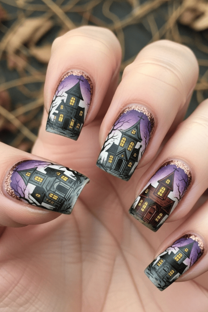 vintage halloween nails