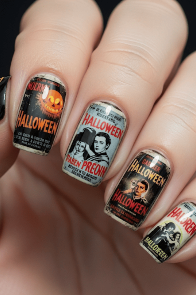 vintage halloween nails