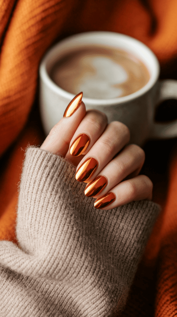 fall chrome nails