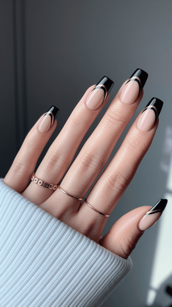 black french tip nails
