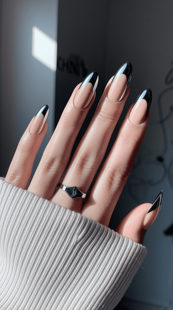 black french tip nails