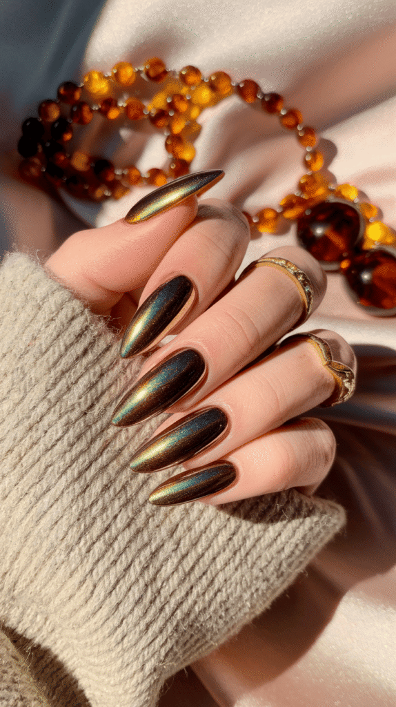 fall chrome nails