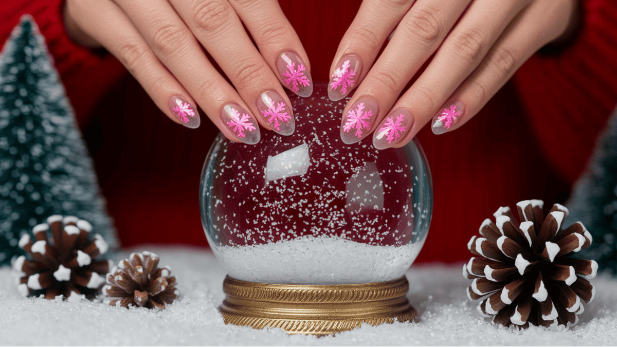 pink christmas nails