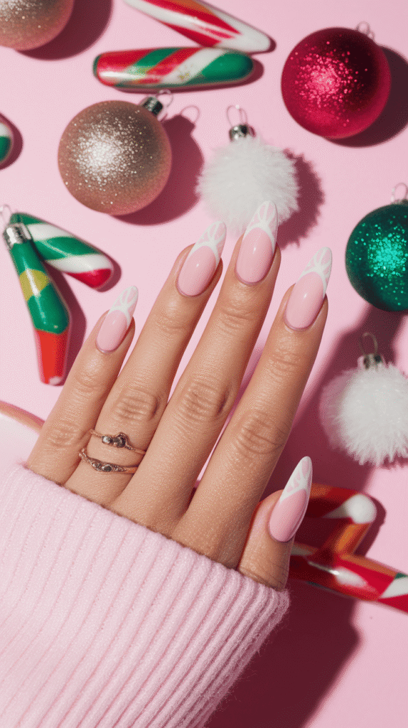 pink christmas nails