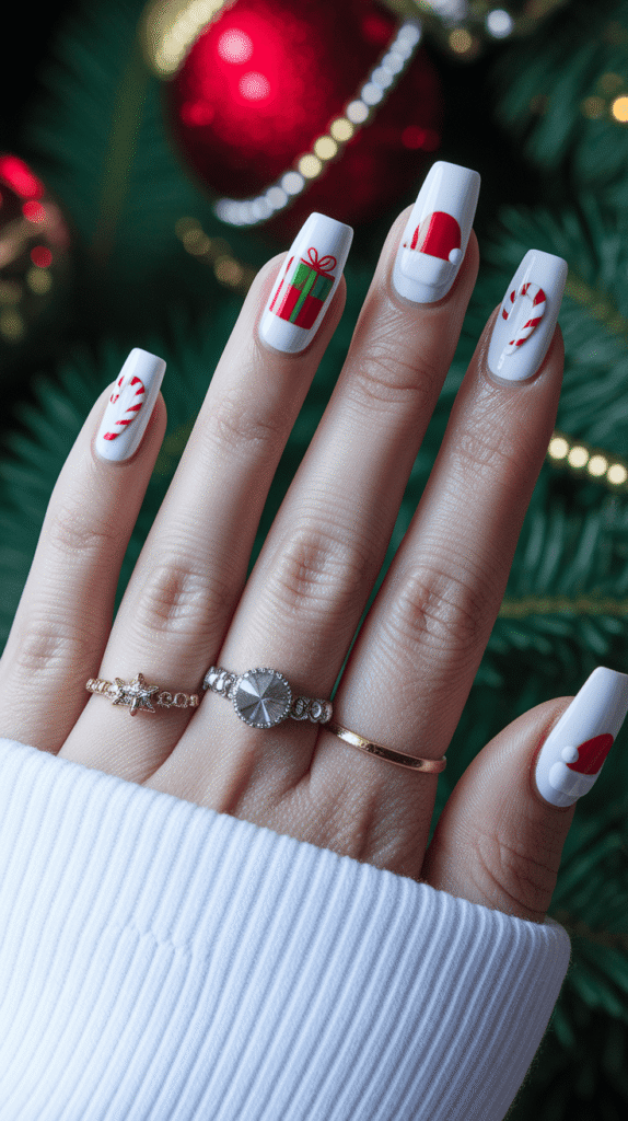 white christmas nails