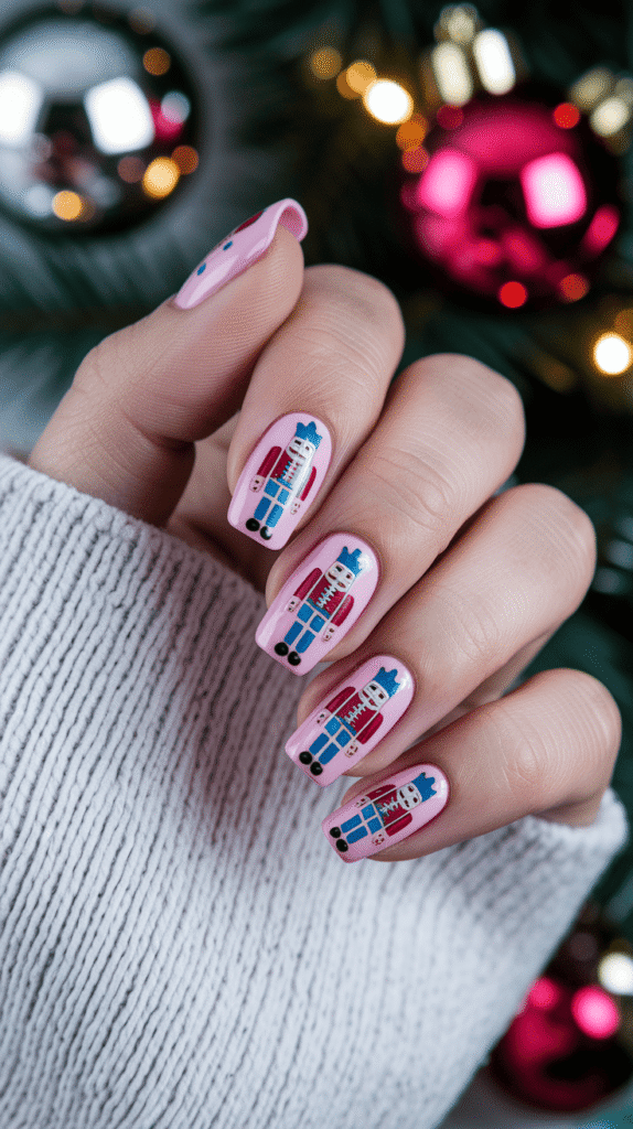 pink christmas nails