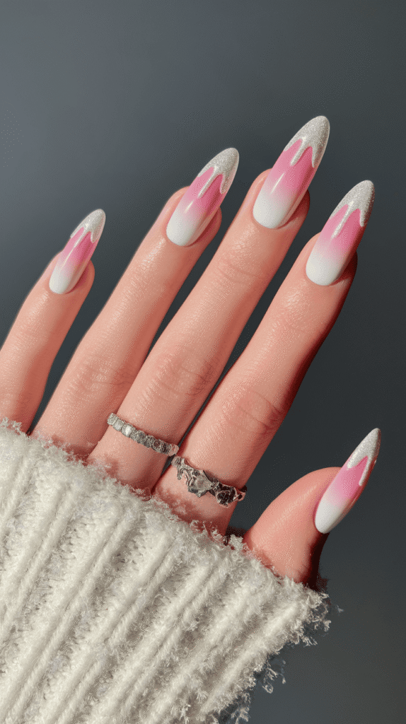 pink christmas nails