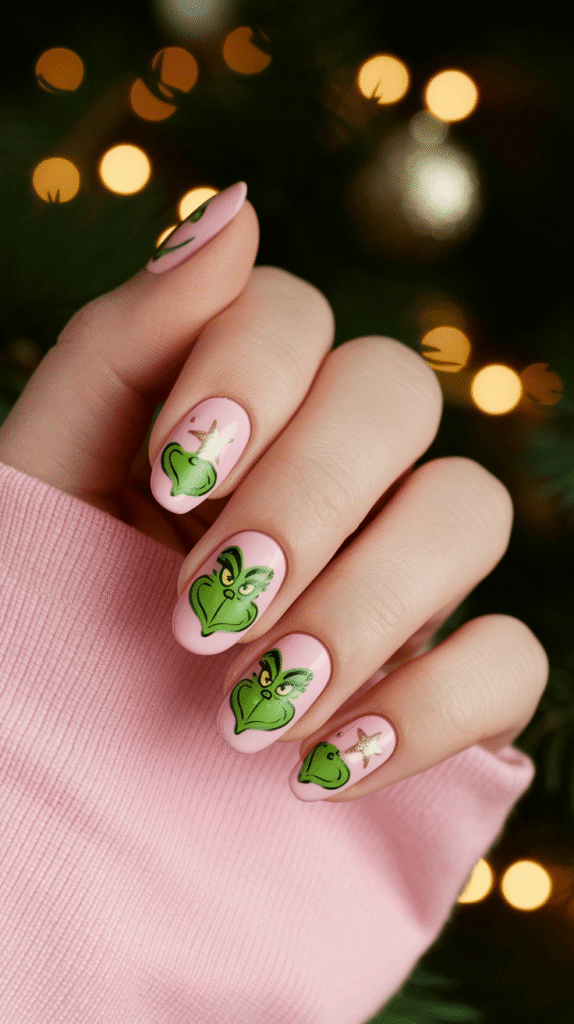 pink christmas nails
