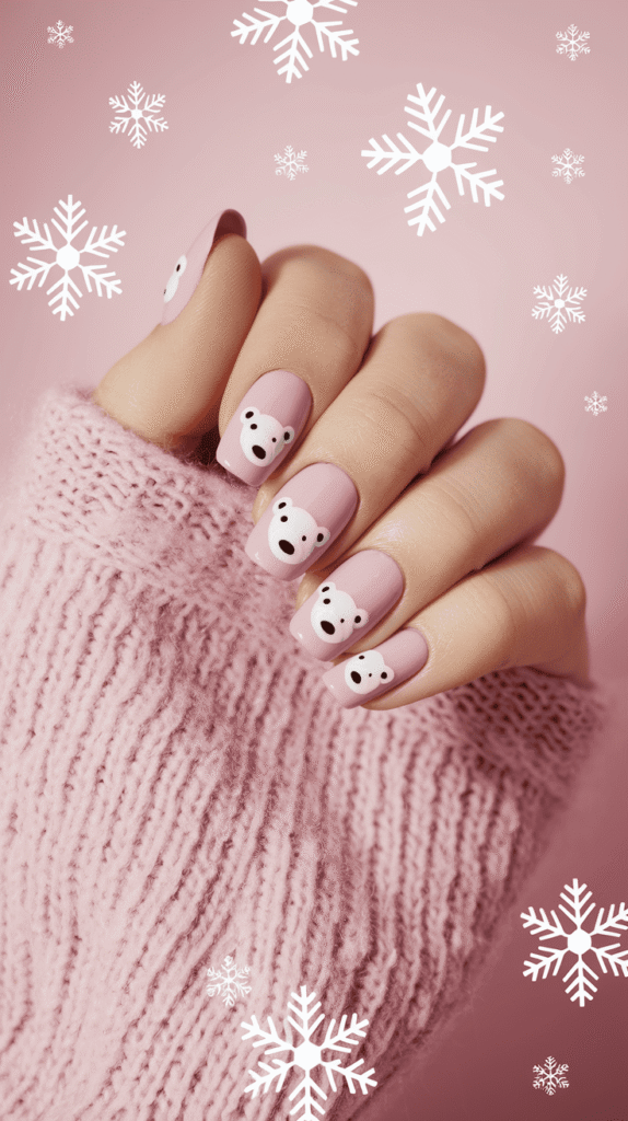 pink christmas nails