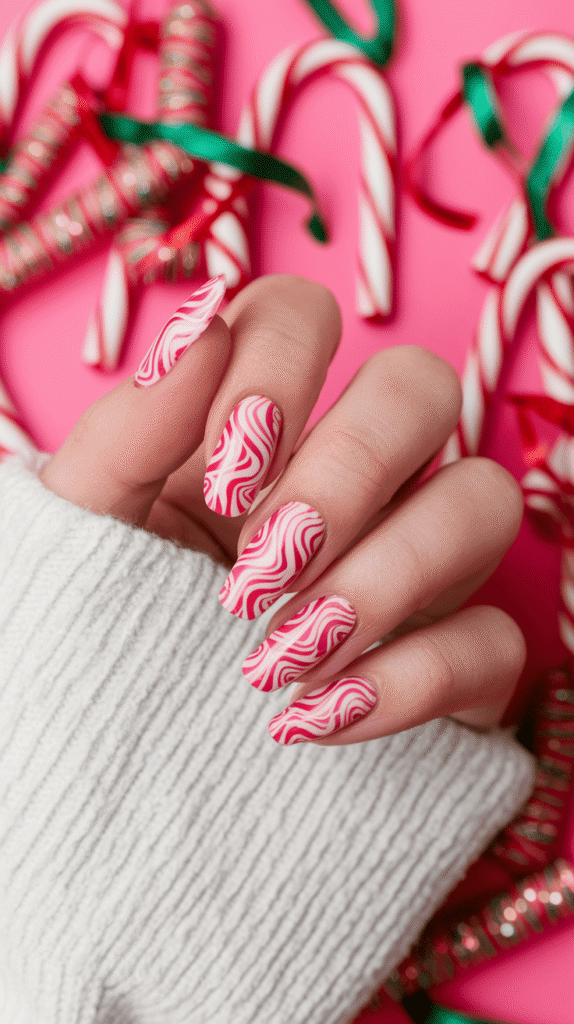 pink christmas nails