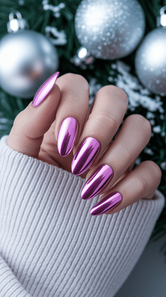 pink christmas nails