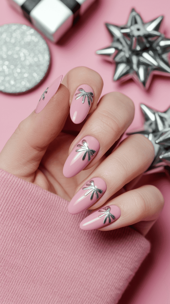 pink christmas nails