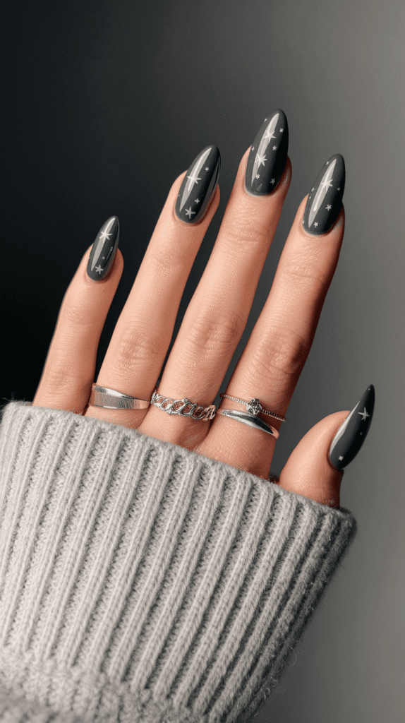 grey winter nails