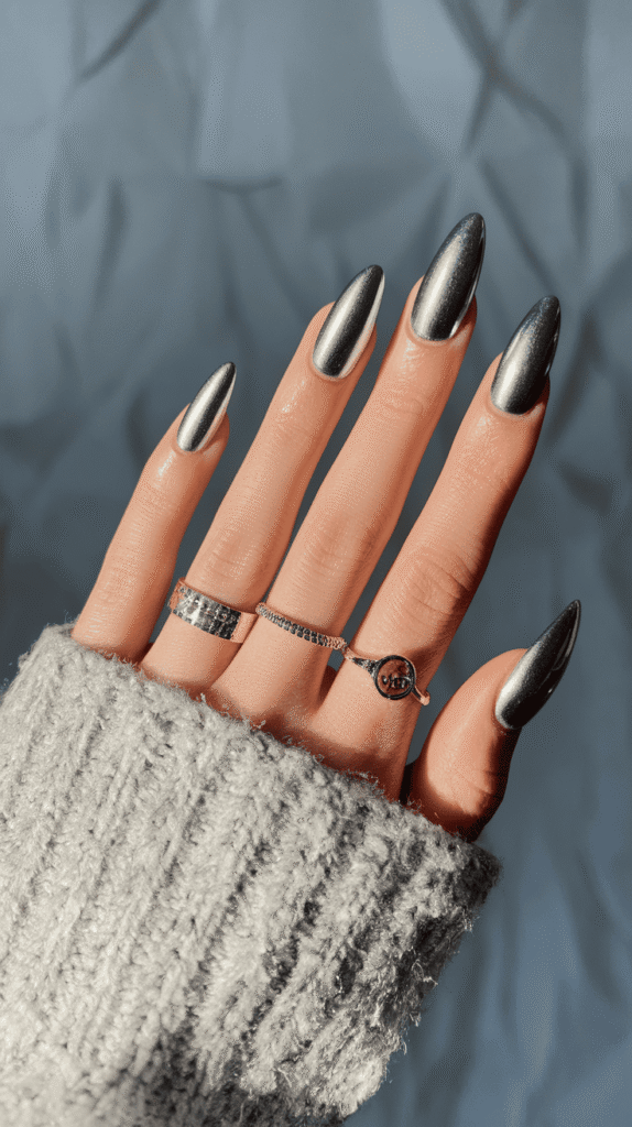 grey winter nails