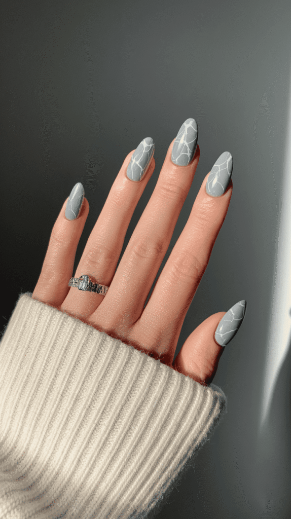 grey winter nails