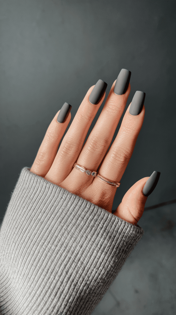 grey winter nails