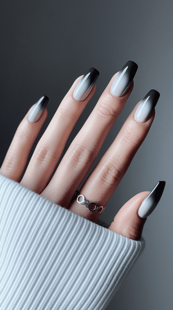 grey winter nails